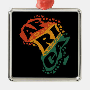 Ornement Carré Argenté Carte Afrique