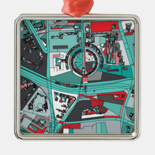 Ornement Carré Argenté Carte de Berlin, Allemagne