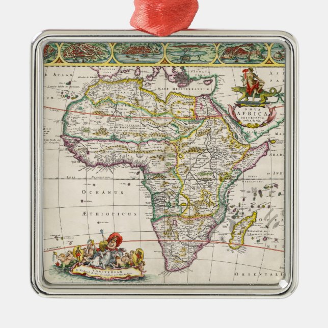 Ornement Carré Argenté Carte de nova Afrique de l'Afrique | (Devant)