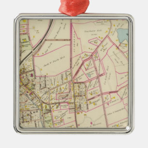 Ornement Carré Argenté Carte de Rye, New York