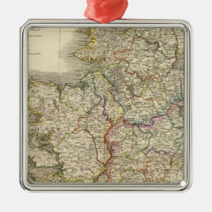 Ornement Carré Argenté Carte d'Irlande