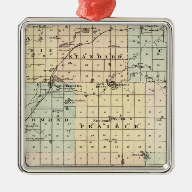 Ornement Carré Argenté Carte du comté de Sainte-Croix (Devant)