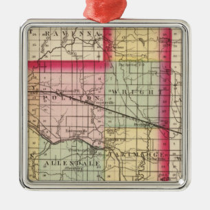 Ornement Carré Argenté Carte du comté d'Ottawa, Michigan