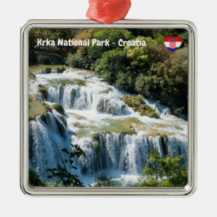 Ornement Carré Argenté Cascade dans le Parc national de Krka - Dalmatie, 