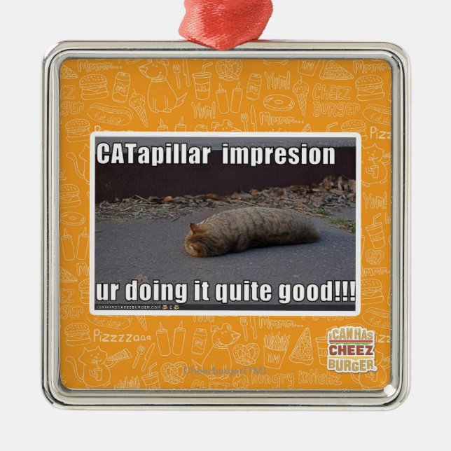 Ornement Carré Argenté CATapillar (Devant)