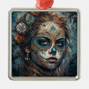 Ornement Carré Argenté Catrina Azul