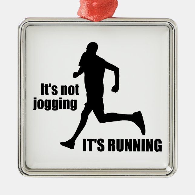 Ornement Carré Argenté Ce n'est pas Jogging qu'il tourne (Devant)