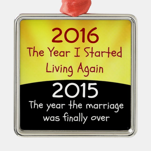 Ornement Carré Argenté Célébration du divorce 2015 (Devant)