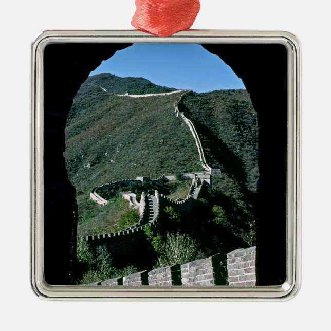 Ornement Carré Argenté Célèbre Grande Muraille de Chine - Pékin, Asie (Devant)