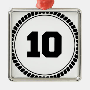 Ornement Carré Argenté Cercle du numéro 10