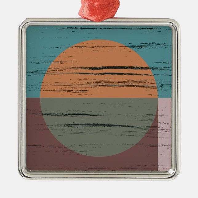 Ornement Carré Argenté Cercle Orange Et Vert (Devant)