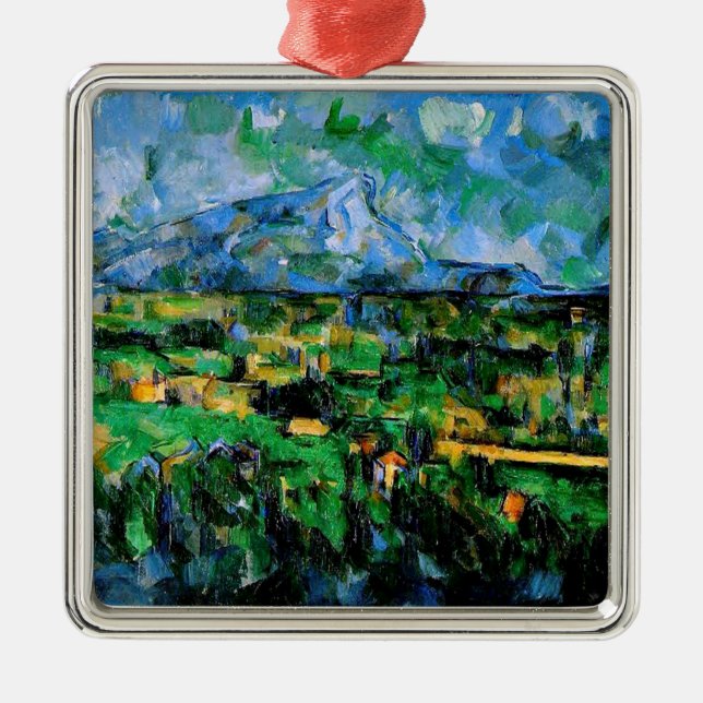 Ornement Carré Argenté Cezanne - Mont Sainte Victoire, (Devant)
