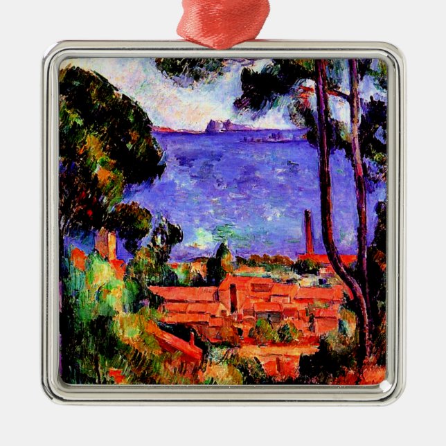 Ornement Carré Argenté Cezanne - Vue à travers les arbres (Devant)