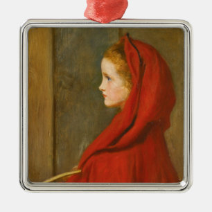 Ornement Carré Argenté Chaperon rouge (par John Everett Millais)