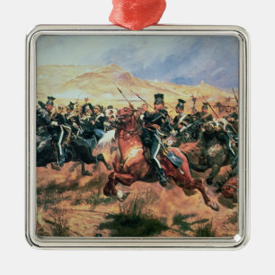 Ornement Carré Argenté Charge de la brigade légère