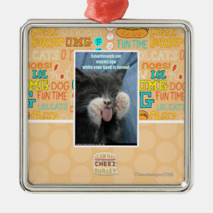 Ornement Carré Argenté Chat de Smartmouth