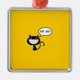 Ornement Carré Argenté Chat vilain