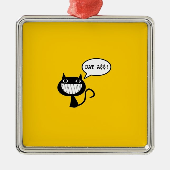 Ornement Carré Argenté Chat vilain (Devant)