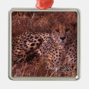 Ornement Carré Argenté Cheetah Stare
