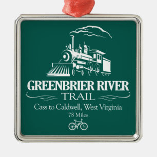 Ornement Carré Argenté Chemin de la rivière Greenbrier (RT)