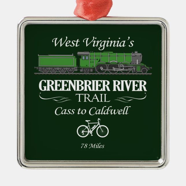 Ornement Carré Argenté Chemin de la rivière Greenbrier (RT2) (Devant)