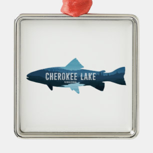 Ornement Carré Argenté Cherokee Lake Tennessee Fish