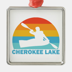 Ornement Carré Argenté Cherokee Lake Tennessee Kayak