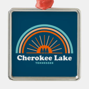 Ornement Carré Argenté Cherokee Lake Tennessee Rainbow