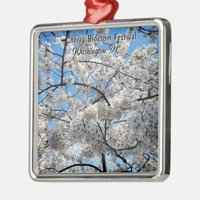 Ornement Carré Argenté Cherry Blossom Festival Washington D.C. Souvenir (Gauche)