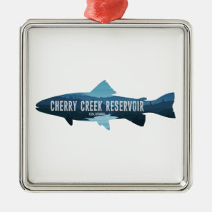 Ornement Carré Argenté Cherry Creek Réservoir Colorado Fish