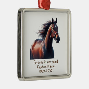 Ornement Carré Argenté Cheval de conservation de souvenir photo personnal