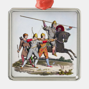 Ornement Carré Argenté Chevalier et archers normands, 1066, 'du bras