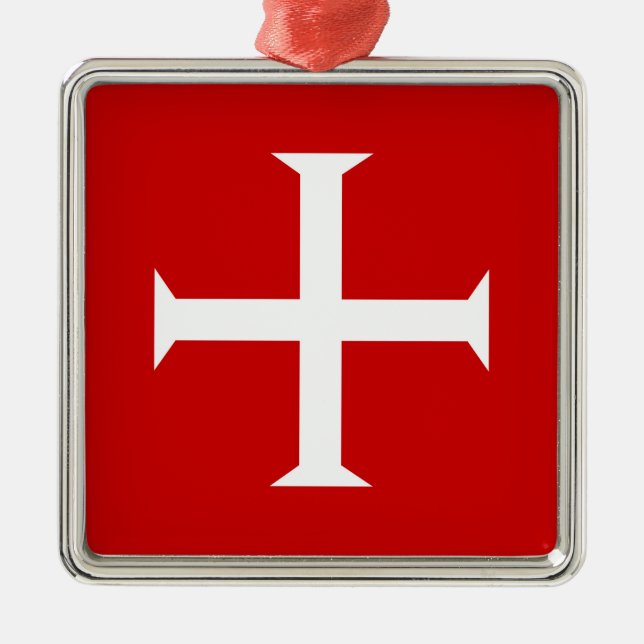 Ornement Carré Argenté chevaliers templar croix-rouge malta teutonic hôpi (Devant)
