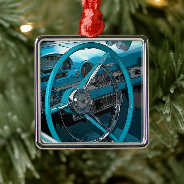 Ornement Carré Argenté Chevy Belair (Arbre)