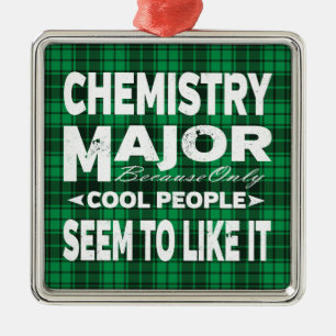 Ornement Carré Argenté Chimie Collège Étudiant majeur Green Plaid