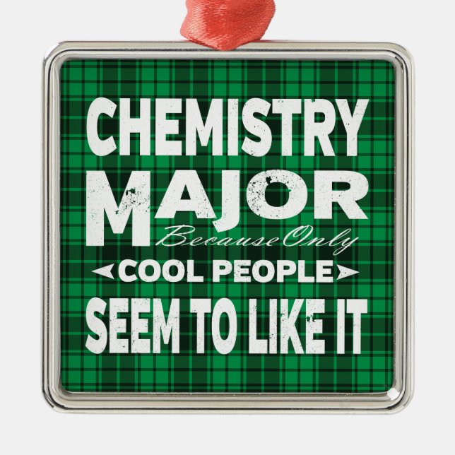 Ornement Carré Argenté Chimie Collège Étudiant majeur Green Plaid (Devant)