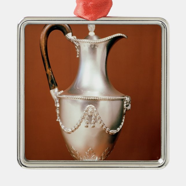 Ornement Carré Argenté Chocolat-pot, avec la conception de repousse et (Devant)