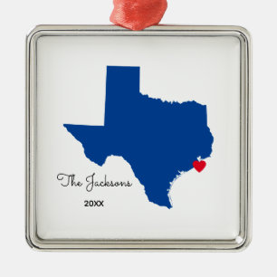Ornement Carré Argenté Choisir la forme de la carte Color Texas