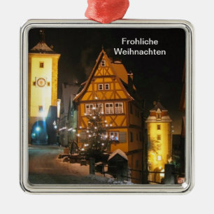 Ornement Carré Argenté CHRISTMAS in ROTHENBURG GERMANY