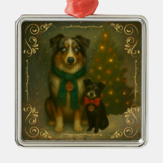 Ornement Carré Argenté Christmas Ornament – Cozy Dog Holiday Keepsake