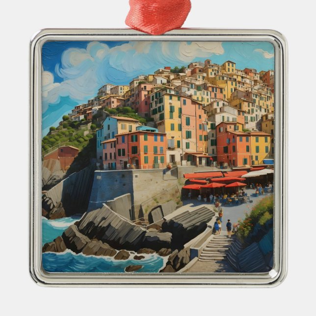 Ornement Carré Argenté Cinque Terre (Devant)
