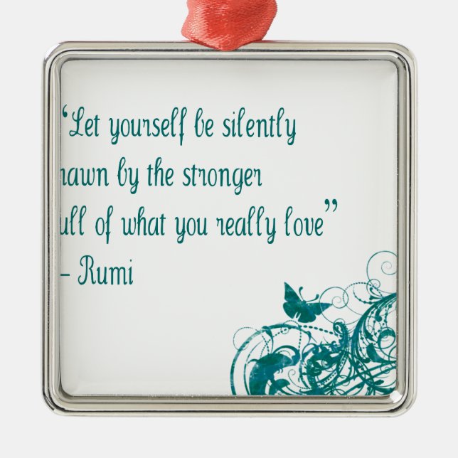 Ornement Carré Argenté Citation d'amour de Rumi (Devant)