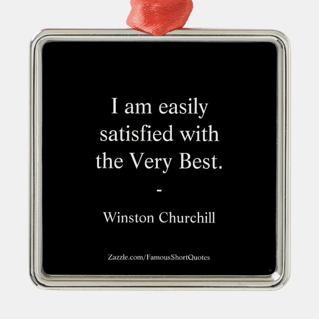 Ornement Carré Argenté Citation De Winston Churchill, La Meilleure (Devant)