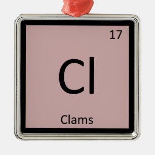 Ornement Carré Argenté Cl - Symbole de table périodique de chimie des cla