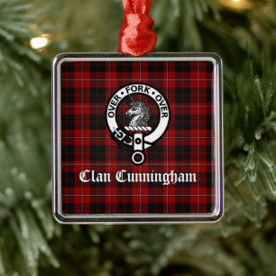 Ornement Carré Argenté Clan Cunningham Badge & Tartan