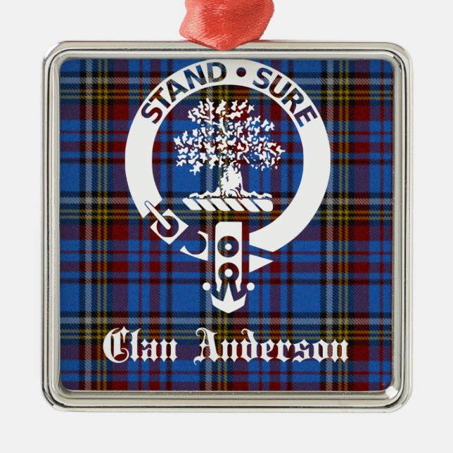 Ornement Carré Argenté Clan écossais Anderson Crest & Tartan (Devant)