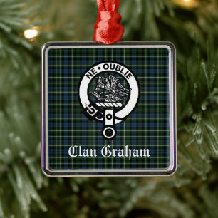 Ornement Carré Argenté Clan Graham Montrose Tartan & Crest Personnalisé