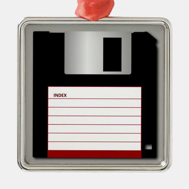 Ornement Carré Argenté Classique 3,5" à disque souple rouge (Devant)
