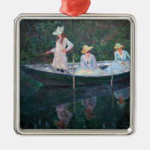 Ornement Carré Argenté Claude Monet - Dans le bateau norvégien à Giverny