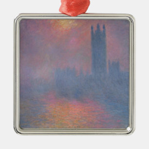 Ornement Carré Argenté Claude Monet   les Chambres du Parlement, Londres